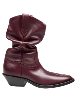 Stivale Texano Tabi In Pelle Colore Bordeaux