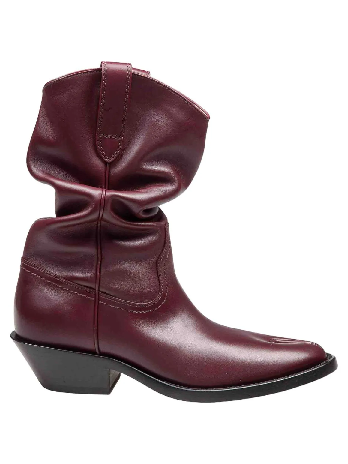 Stivale Texano Tabi In Pelle Colore Bordeaux