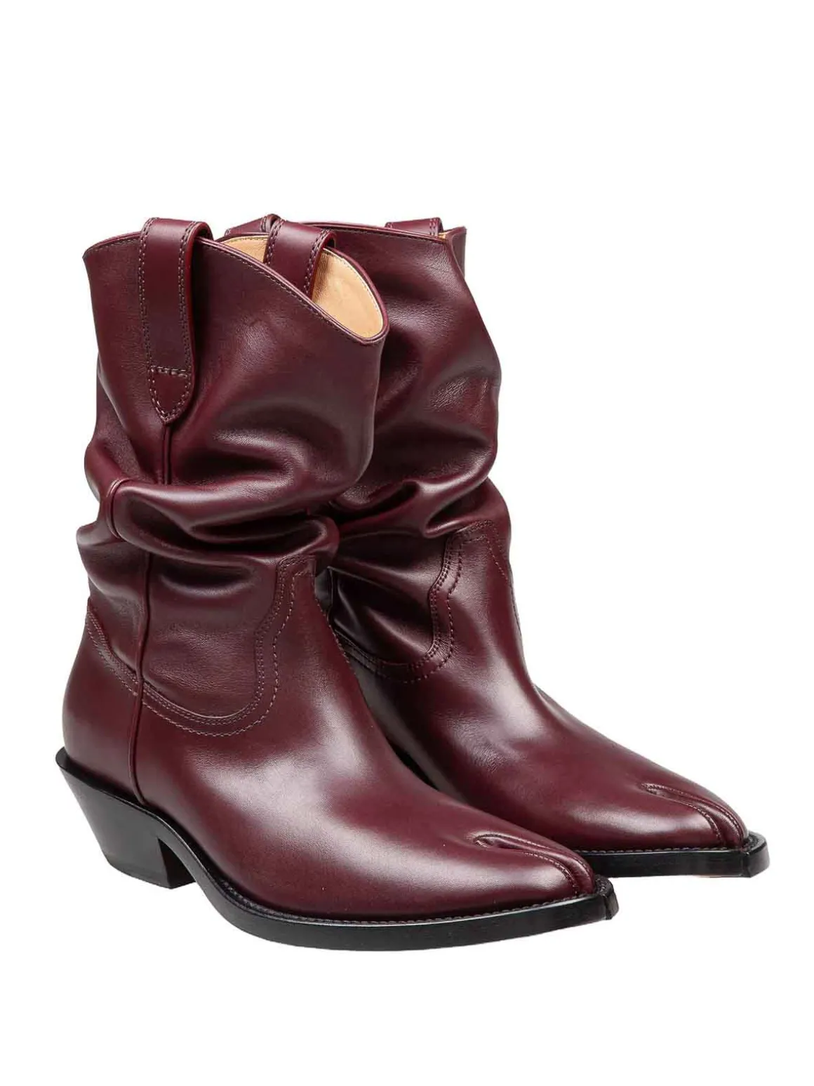 Stivale Texano Tabi In Pelle Colore Bordeaux