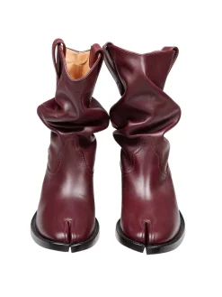 Stivale Texano Tabi In Pelle Colore Bordeaux