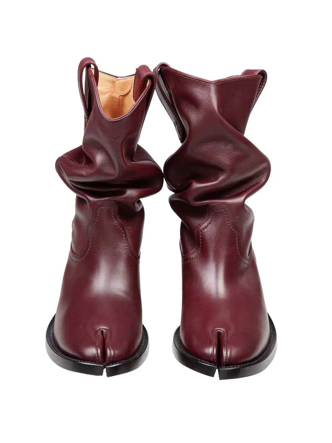 Stivale Texano Tabi In Pelle Colore Bordeaux