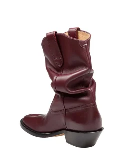 Stivale Texano Tabi In Pelle Colore Bordeaux