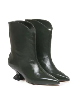 Stivaletto In Pelle Con Tacco Basso
