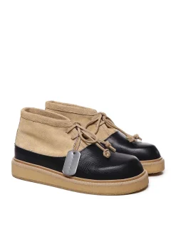 Stivaletto In Pelle E Camoscio