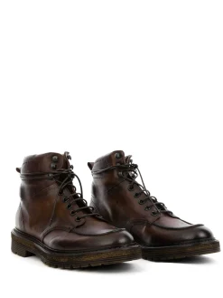 Stivaletto Mogano In Pelle Con Lacci