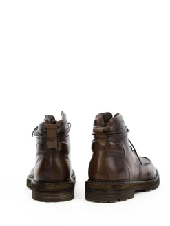 Stivaletto Mogano In Pelle Con Lacci