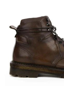 Stivaletto Mogano In Pelle Con Lacci