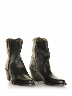 Stivaletto Texano Nero In Pelle