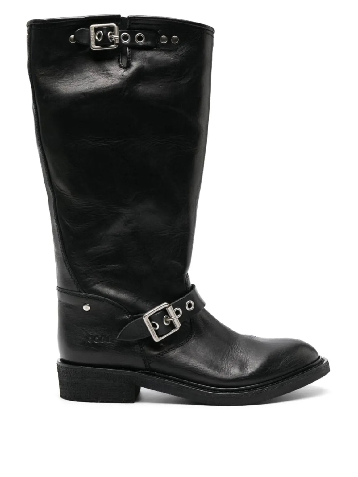 Stivali biker alti in pelle