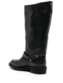 Stivali biker alti in pelle