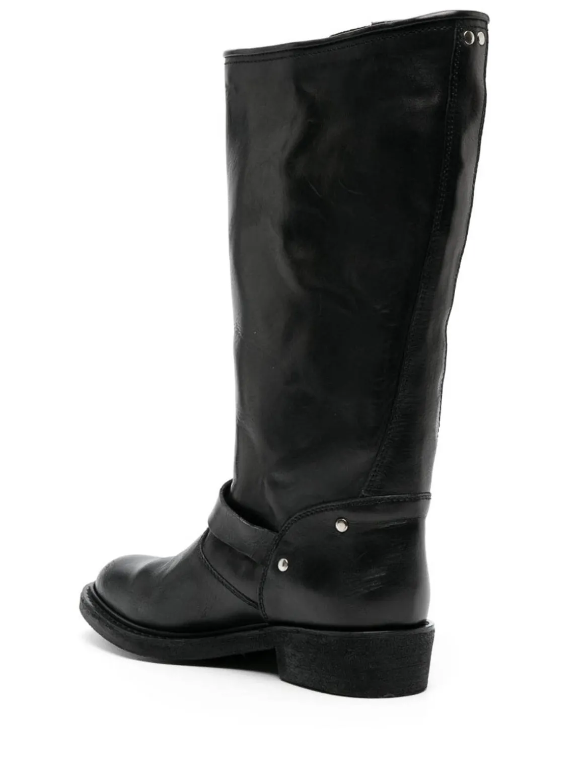 Stivali biker alti in pelle