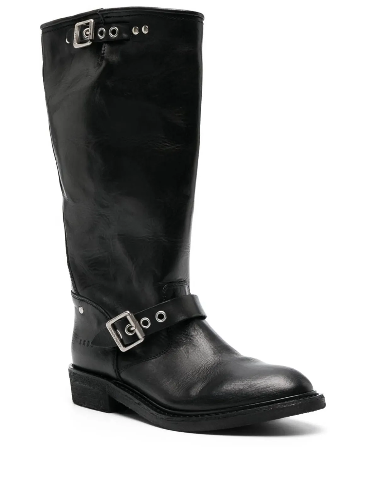 Stivali biker alti in pelle
