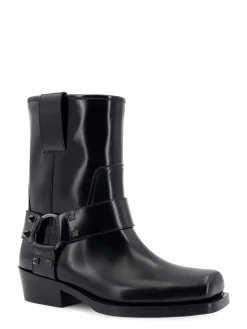 Stivali biker in pelle con borchie iconiche