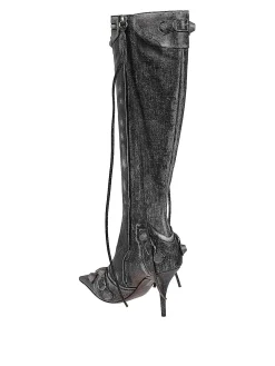 Stivali in pelle stampa denim Le Cagole