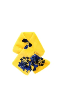 Stola in eco-pelliccia gialla e blu