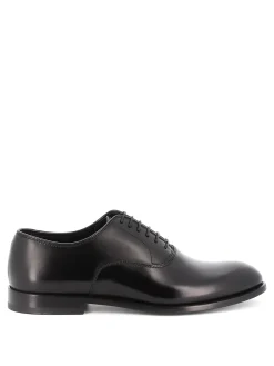 Stringate Oxford in pelle spazzolata nera