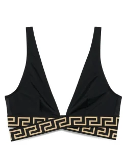 Top bikini con stampa Greca