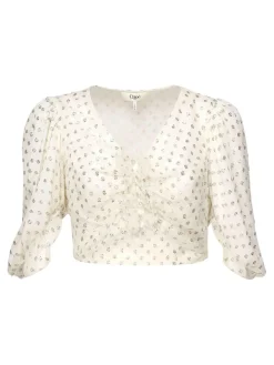 Top crop jacquard seta e lurex