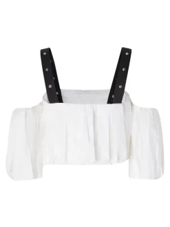 Top di cotone bianco con spalline regolabili