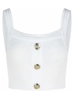 Top di miscela di cotone bianco