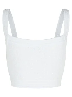 Top di miscela di cotone bianco