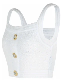 Top di miscela di cotone bianco
