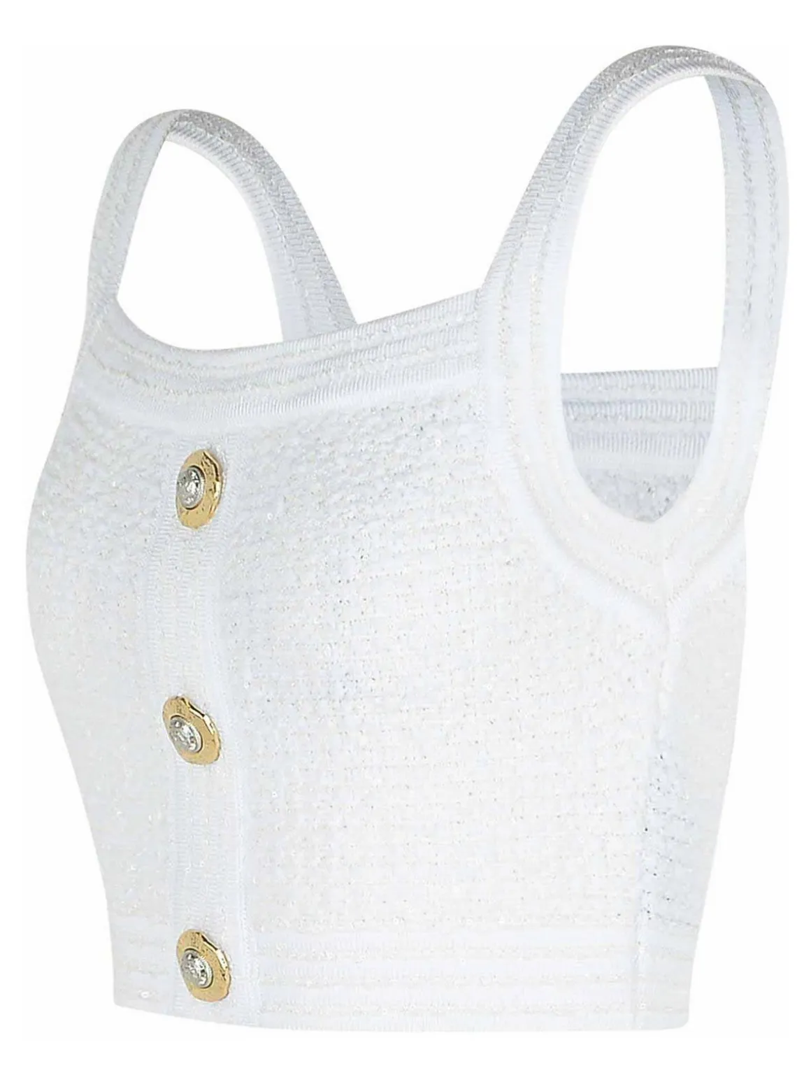 Top di miscela di cotone bianco