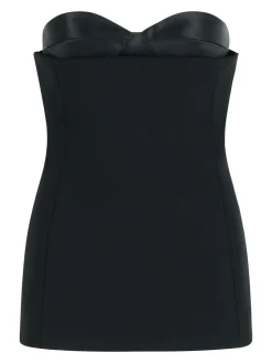 Top in poliestere nero Ayla