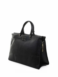 Tote bag petra a ecopelle martellata nera