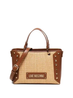 Tote bag rafia con borchie