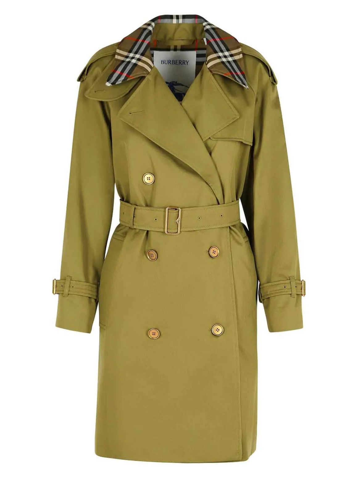 Trench di cotone verde corto