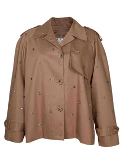 Trench In Cotone Con Pietre Di Cristalli