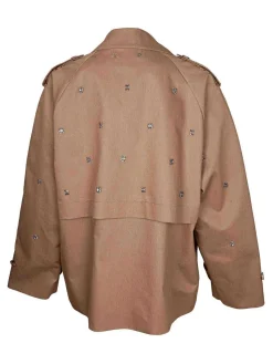 Trench In Cotone Con Pietre Di Cristalli