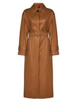 Trench lungo in gabardina di cotone