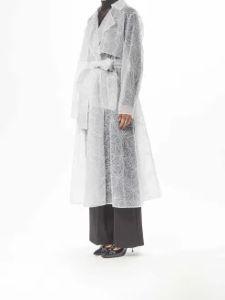 Trench Organza Ricamo Orchidee Seta