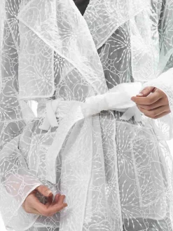 Trench Organza Ricamo Orchidee Seta