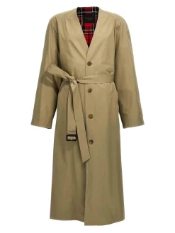 Trench oversize con fodera a quadri