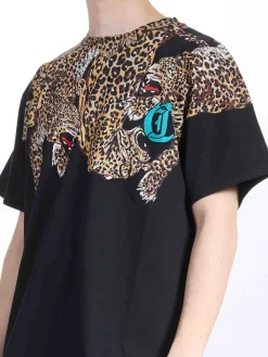T-shirt a collo leopardo