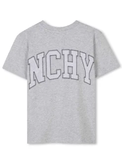 T-shirt a logo in mesh ricamato