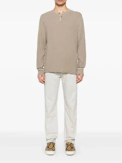 T-shirt a maniche lunghe in maglia beige