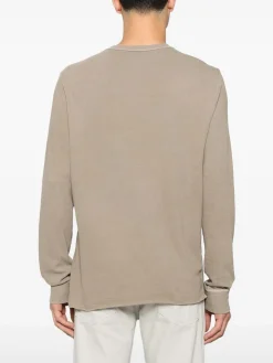 T-shirt a maniche lunghe in maglia beige