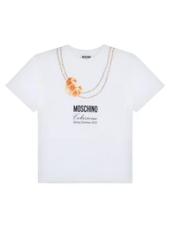 T-shirt bianco in cotone con stampa e logo
