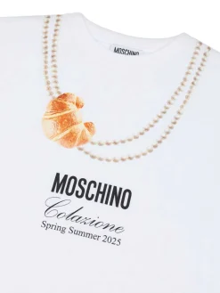 T-shirt bianco in cotone con stampa e logo