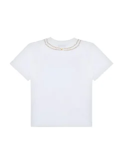 T-shirt bianco in cotone con stampa e logo