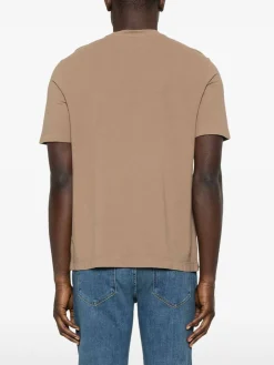 T-shirt del collo a maniche corte color fango