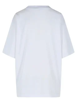 T-shirt di cotone bianco con stampa tulipica