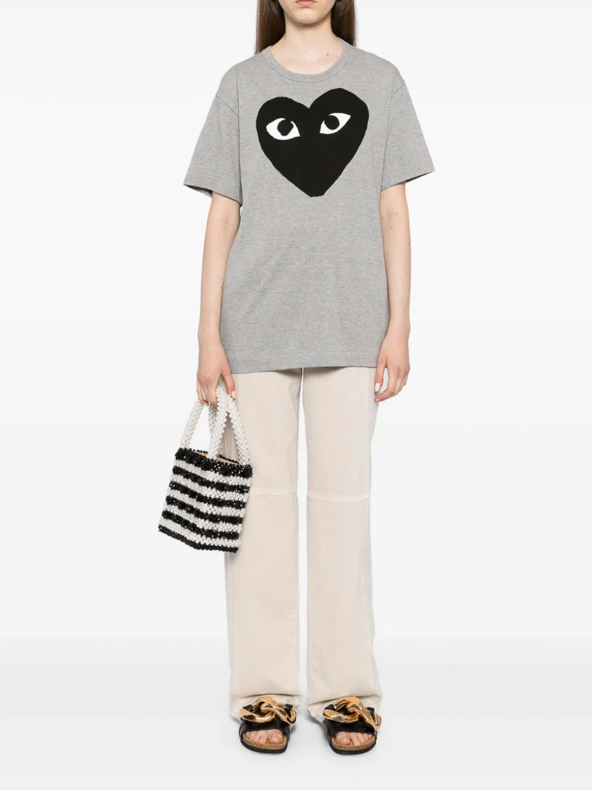 T-shirt di cotone del cuore nero
