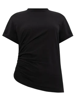 T-shirt di cotone nero asimmetrico