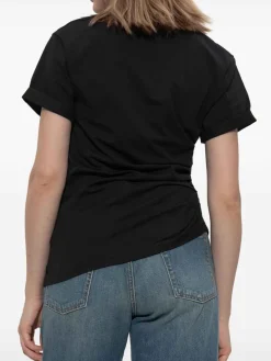 T-shirt di cotone nero asimmetrico