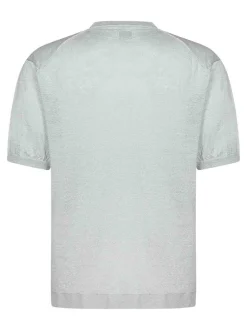 T-shirt filo in lino grigio chiaro